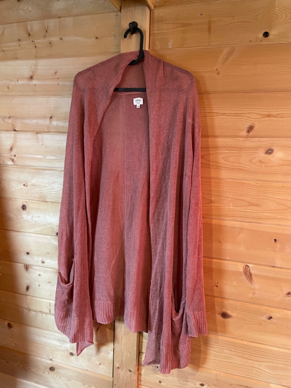 Wilfred Open-Front Linen Cardigan Sweater - Rosewood